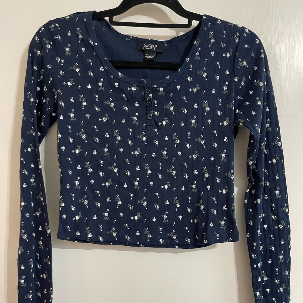 Floral Navy Long Sleeve Top